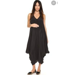 Hatch The Soiree Dress Black Sleeveless Draped Maxi One Size Maternity